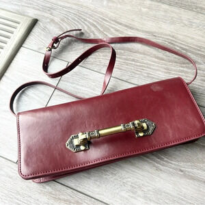 Darling Red Faux Leather  Clutch Shoulder Bag